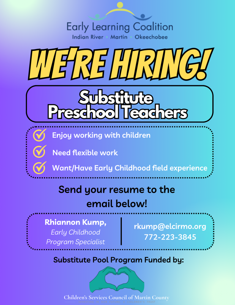 Employment Opportunities Early Learning Coalition of Indian River, Martin & Okeechobee Counties